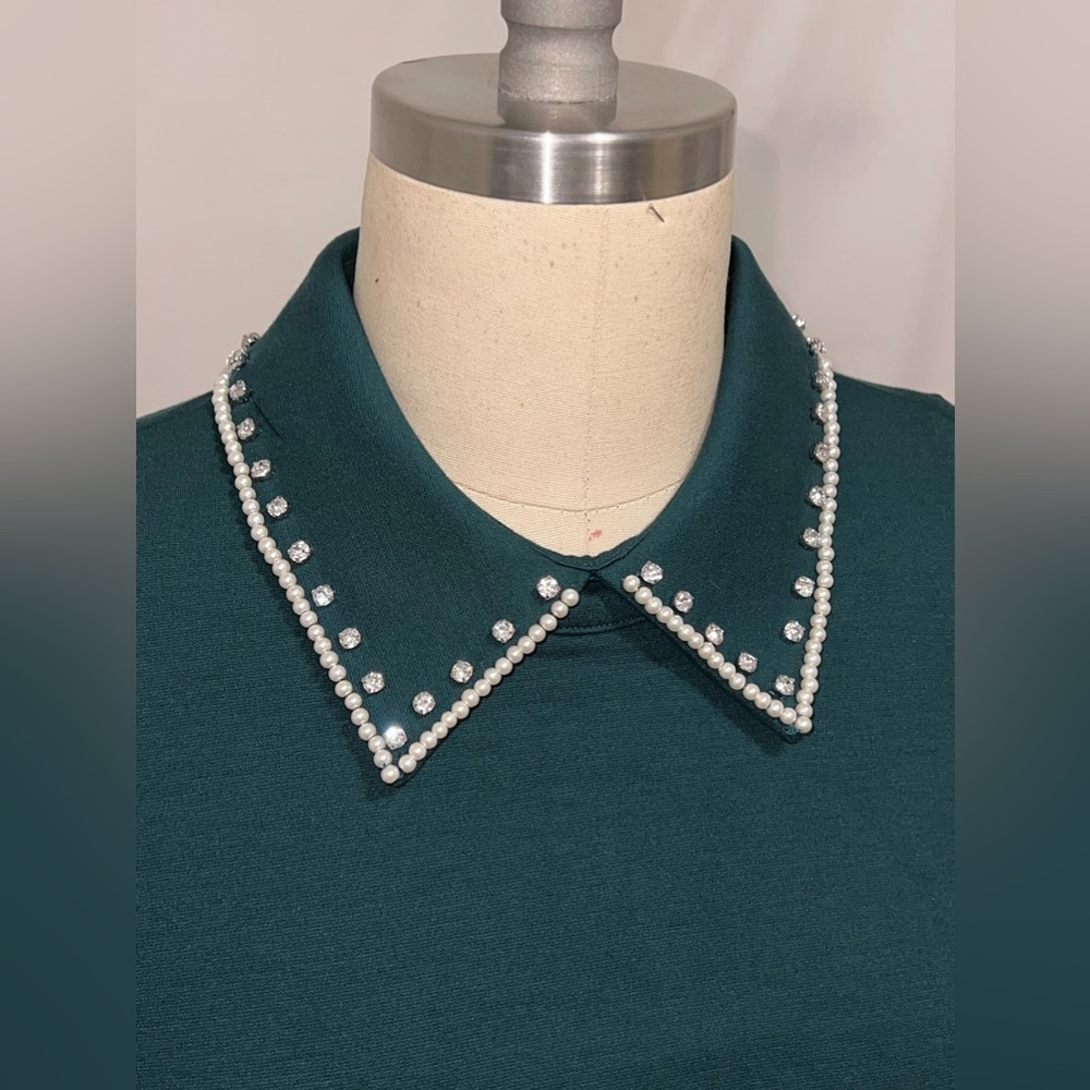 Kate Spade - knit Ponte Holiday embellished collar dress
